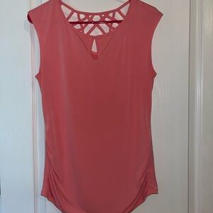 New York & Company Coral Tank Top with Cutout Design